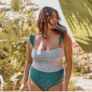 Summersalt Green and White Polka Dot One Piece Swimsuit